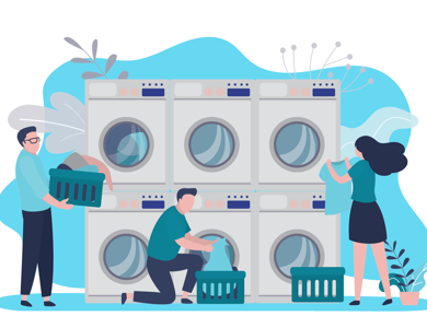 Laundromat Blue Shutterstock 2039015264